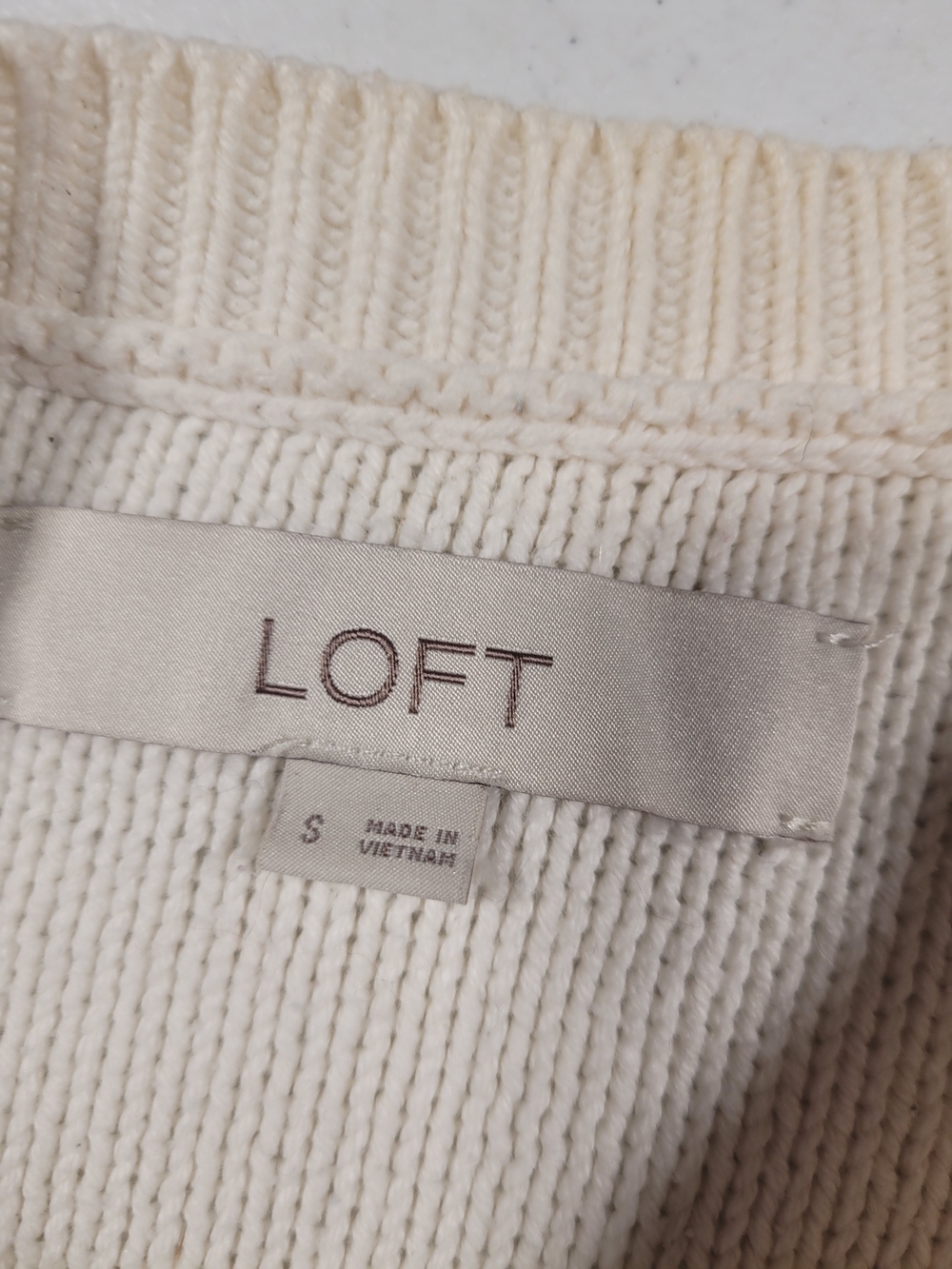 LOFT Cream Cable-Knit Crewneck Sweater - Picture 2 of 4